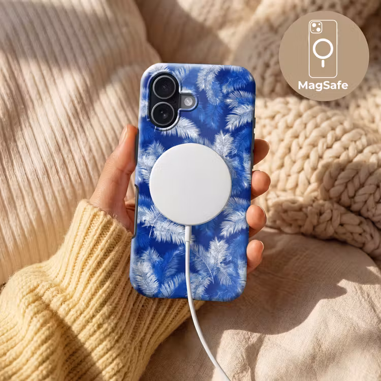 Palmblad - Patroon - Blauw Toughcase MagSafe Apple iPhone 17 klein 1017 -USP_MagsafeV