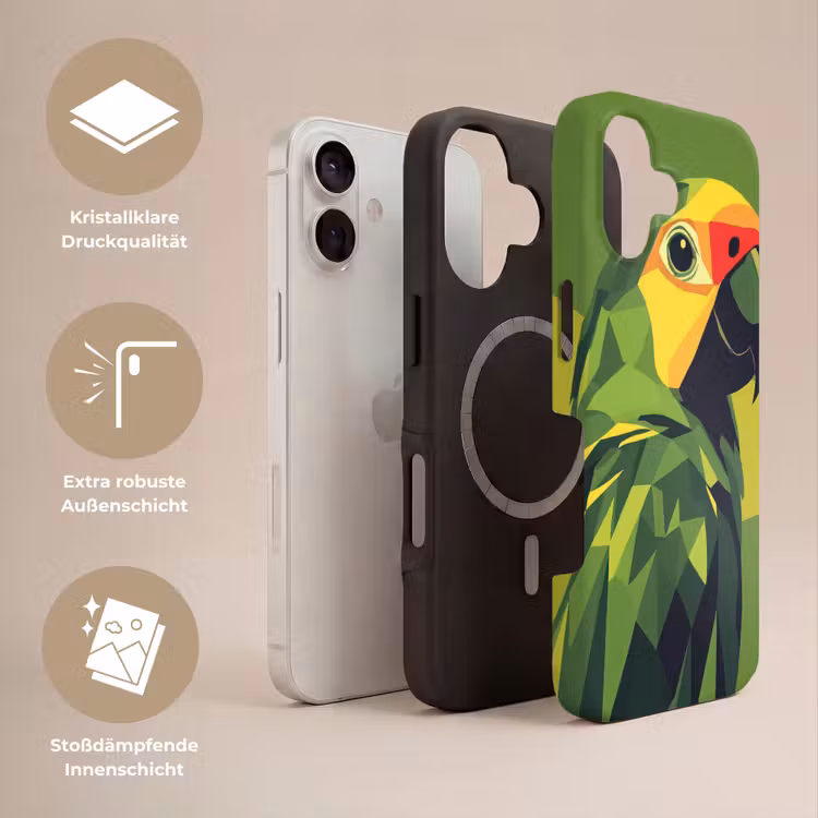 Papegaai - Groen - Snavel - Abstract Toughcase MagSafe Apple iPhone 17 klein -USP_Lagen_DE