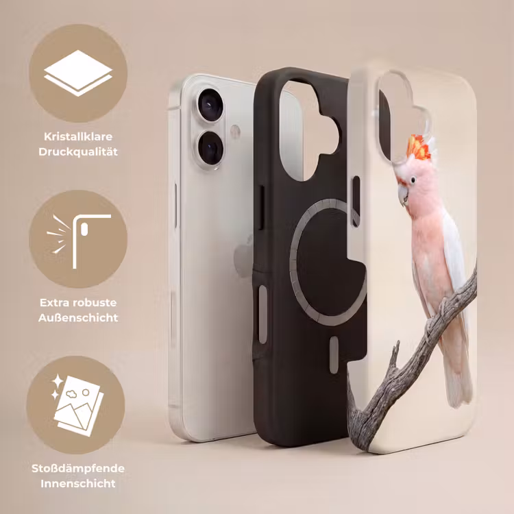 Papagaai - Tak - Roze Toughcase MagSafe Apple iPhone 17 klein -USP_Lagen_DE