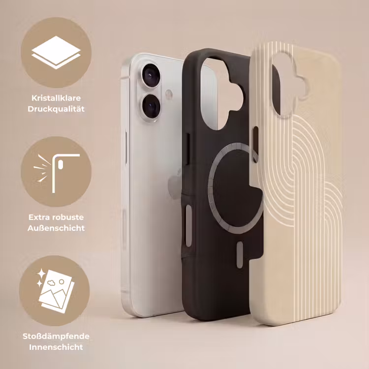Parallelle lijnen - Lichte textuur - Beige Toughcase MagSafe Apple iPhone 17 klein -USP_Lagen_DE