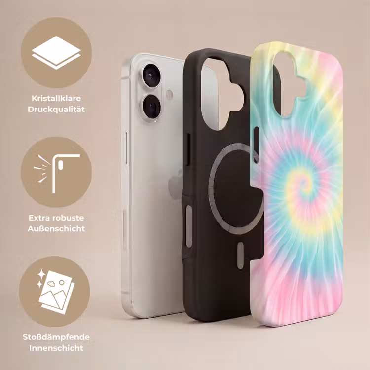 Pasteltinten - Tie dye - Roze Toughcase MagSafe Apple iPhone 17 klein -USP_Lagen_DE
