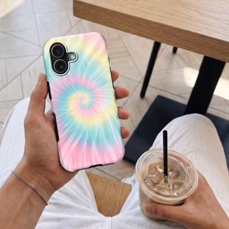 Pasteltinten - Tie dye - Roze Toughcase MagSafe Apple iPhone 17 klein -Sfeer1M