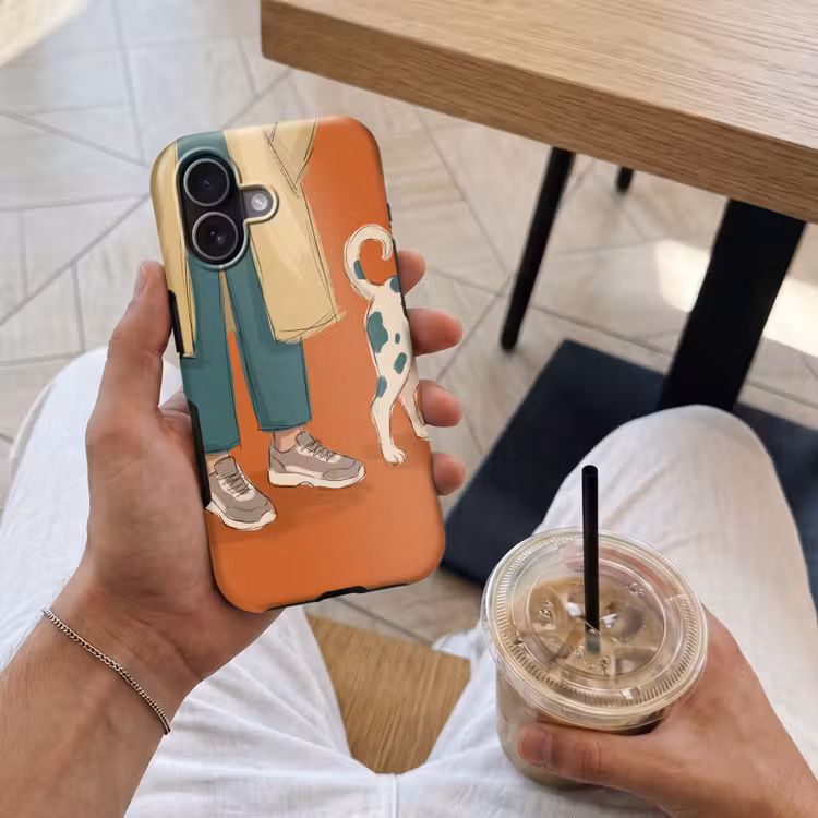 Persoon - Hond - Dieren - Illustratie - Modern Toughcase MagSafe Apple iPhone 17 klein -Sfeer1M
