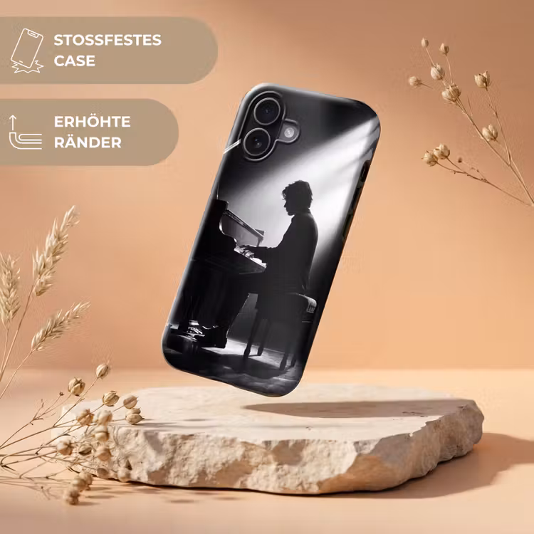 Persoon - Piano - Muziek - Zwart-wit - Podium Toughcase MagSafe Apple iPhone 17 klein -USP_RandenV_DE