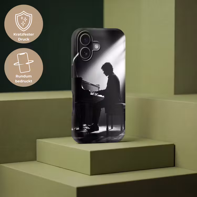 Persoon - Piano - Muziek - Zwart-wit - Podium Toughcase MagSafe Apple iPhone 17 klein -USP_PrintM_DE