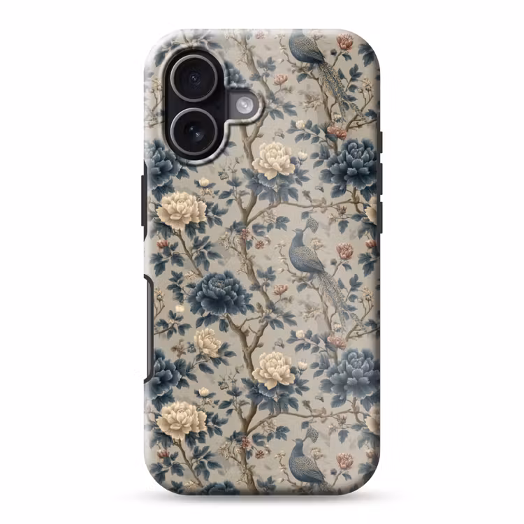 Pauw - Bloemen - Blauw Toughcase MagSafe Apple iPhone 17 klein 1017 -3d