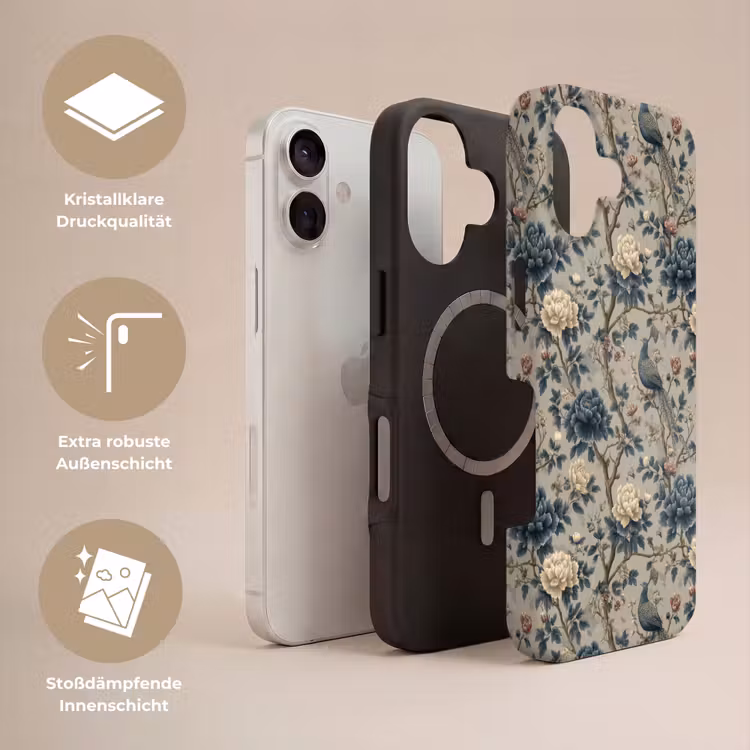 Pauw - Bloemen - Blauw Toughcase MagSafe Apple iPhone 17 klein 1017 -USP_Lagen_DE