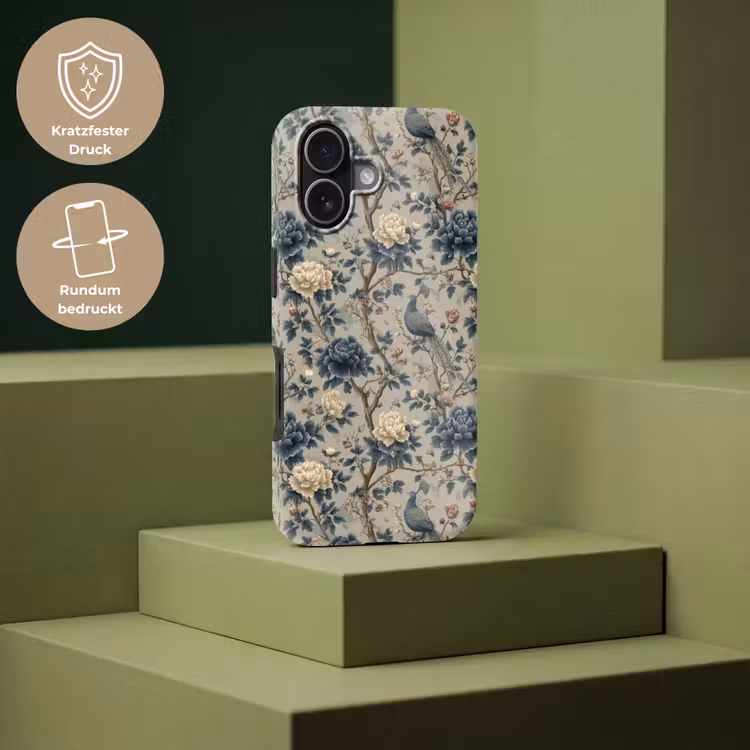 Pauw - Bloemen - Blauw Toughcase MagSafe Apple iPhone 17 klein 1017 -USP_PrintM_DE