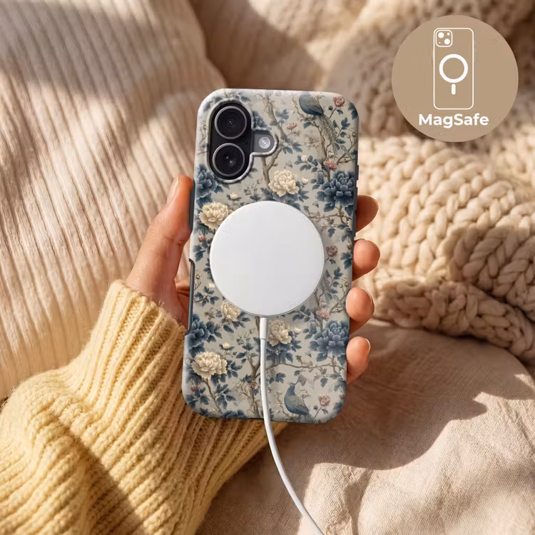 Pauw - Bloemen - Blauw Toughcase MagSafe Apple iPhone 17 klein 1017 -USP_MagsafeV