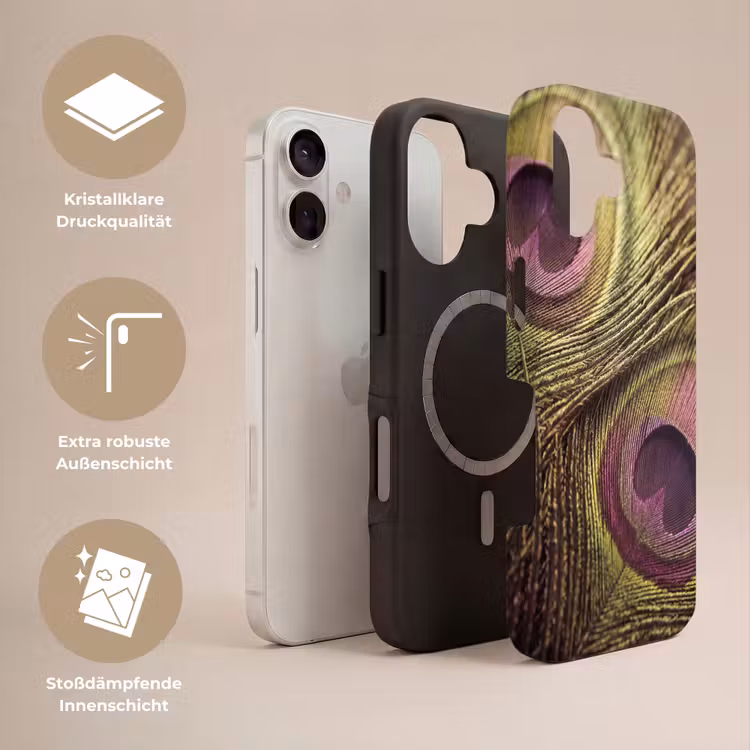 Pauw - Veren - Paars - Groen Toughcase MagSafe Apple iPhone 17 klein -USP_Lagen_DE