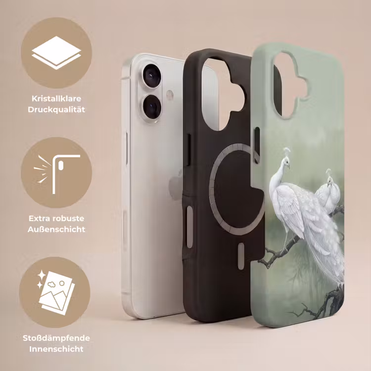 Pauwen - Wit - Natuur - Groen Toughcase MagSafe Apple iPhone 17 klein -USP_Lagen_DE