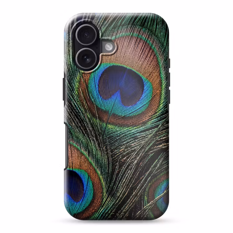 Pauwenveren - Klassiek - Groen Toughcase MagSafe Apple iPhone 17 klein -3d