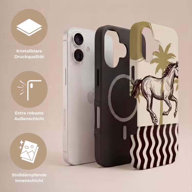 Paard - Galopperend - Woestijn - Illustratie Toughcase MagSafe Apple iPhone 17 klein -USP_Lagen_DE