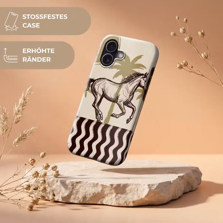 Paard - Galopperend - Woestijn - Illustratie Toughcase MagSafe Apple iPhone 17 klein -USP_RandenV_DE
