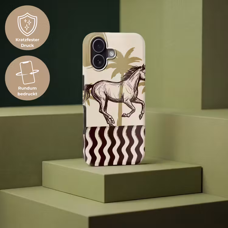 Paard - Galopperend - Woestijn - Illustratie Toughcase MagSafe Apple iPhone 17 klein -USP_PrintM_DE