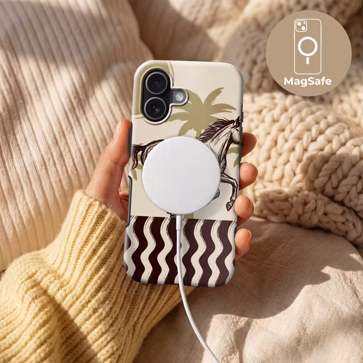 Paard - Galopperend - Woestijn - Illustratie Toughcase MagSafe Apple iPhone 17 klein -USP_MagsafeV