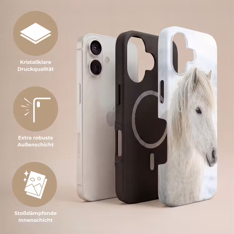 Paard - Kop - Winter - Dieren - Wit Toughcase MagSafe Apple iPhone 17 klein -USP_Lagen_DE