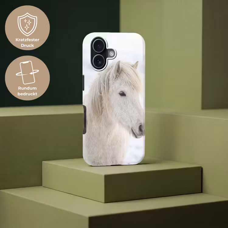 Paard - Kop - Winter - Dieren - Wit Toughcase MagSafe Apple iPhone 17 klein -USP_PrintM_DE