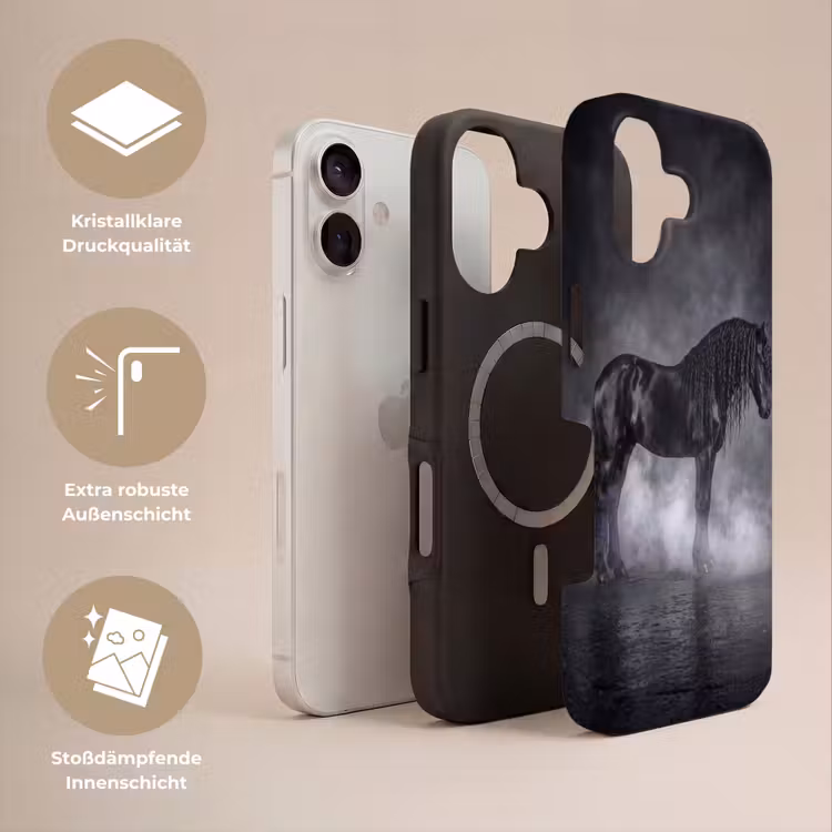 Paard - Magisch - Zwart Toughcase MagSafe Apple iPhone 17 klein -USP_Lagen_DE