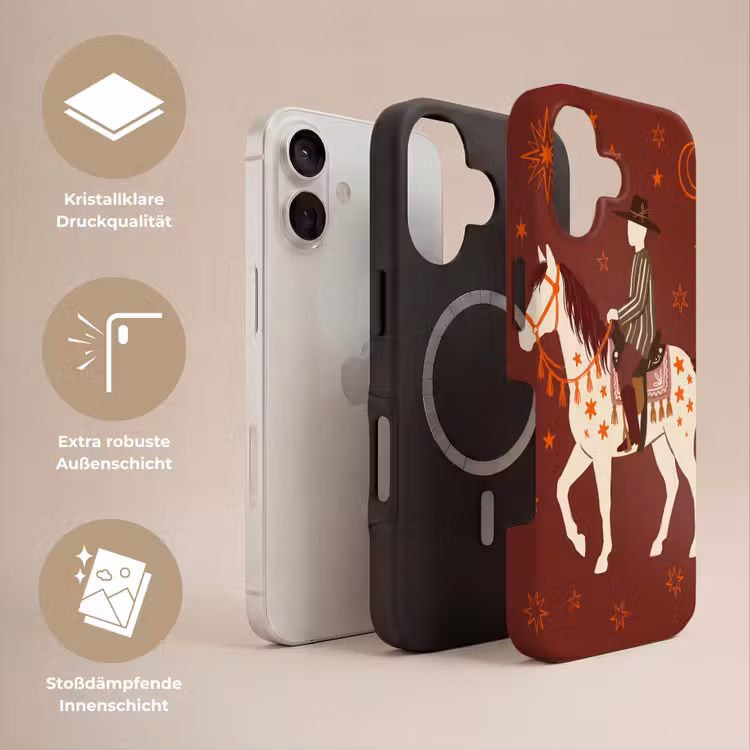 Paard - Ruiter - Sterren - Nacht - Illustratie Toughcase MagSafe Apple iPhone 17 klein -USP_Lagen_DE