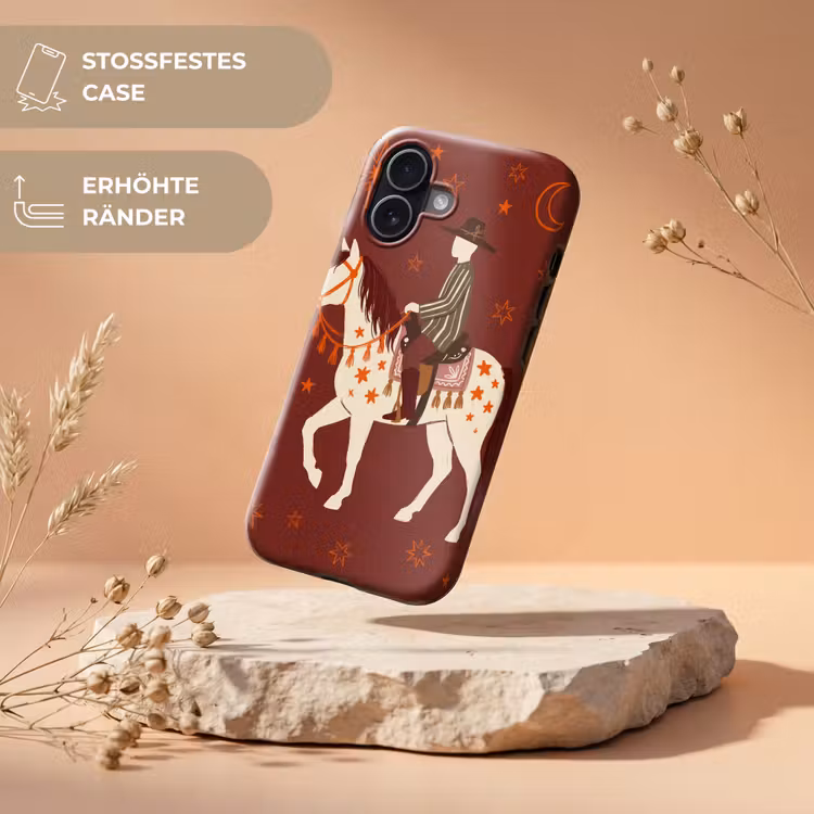 Paard - Ruiter - Sterren - Nacht - Illustratie Toughcase MagSafe Apple iPhone 17 klein -USP_RandenV_DE