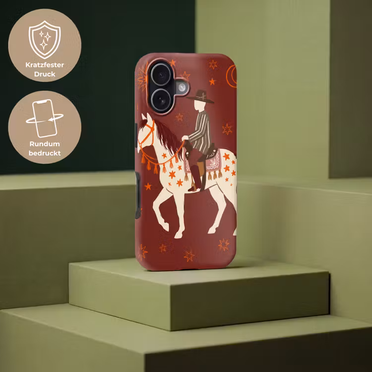 Paard - Ruiter - Sterren - Nacht - Illustratie Toughcase MagSafe Apple iPhone 17 klein -USP_PrintM_DE