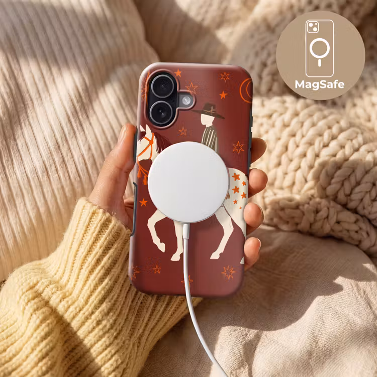 Paard - Ruiter - Sterren - Nacht - Illustratie Toughcase MagSafe Apple iPhone 17 klein -USP_MagsafeV