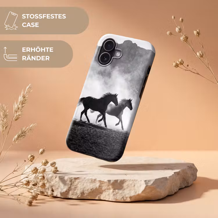 Paard - Ren - Stof - Zwart-wit - Dieren Toughcase MagSafe Apple iPhone 17 klein -USP_RandenV_DE