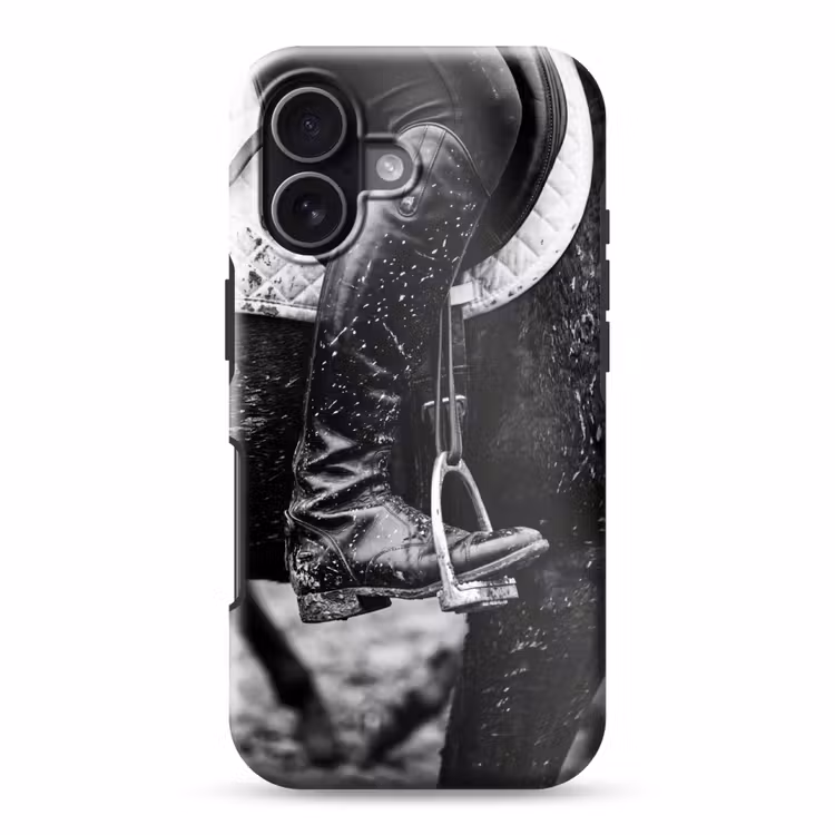 Paard - Sport - Zwart - Wit Toughcase MagSafe Apple iPhone 17 klein -3d