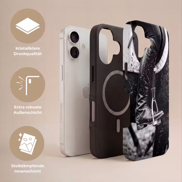 Paard - Sport - Zwart - Wit Toughcase MagSafe Apple iPhone 17 klein -USP_Lagen_DE