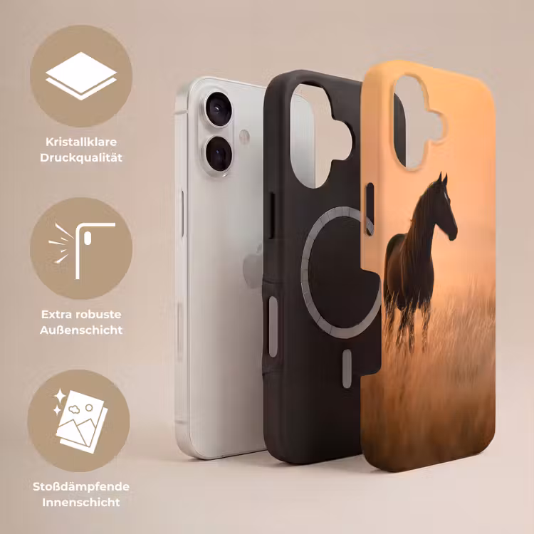 Paard - Grasveld - Zonsondergang Toughcase MagSafe Apple iPhone 17 klein -USP_Lagen_DE