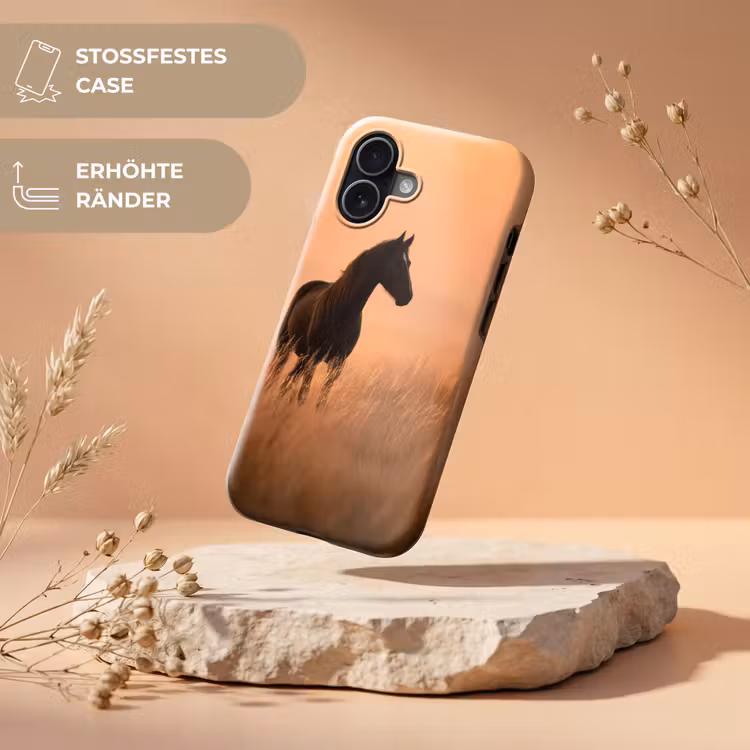 Paard - Grasveld - Zonsondergang Toughcase MagSafe Apple iPhone 17 klein -USP_RandenV_DE