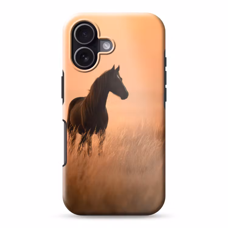 Paard - Grasveld - Zonsondergang Toughcase MagSafe Apple iPhone 17 klein -3d