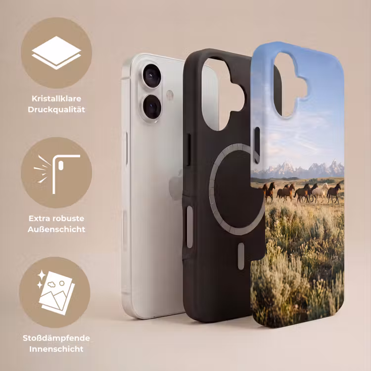 Paarden - Kudde - Bergen - Vrijheid - Wild Toughcase MagSafe Apple iPhone 17 klein -USP_Lagen_DE