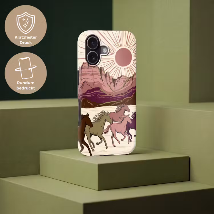 Paarden - Rennend - Woestijn - Natuur - Abstract Toughcase MagSafe Apple iPhone 17 klein -USP_PrintM_DE