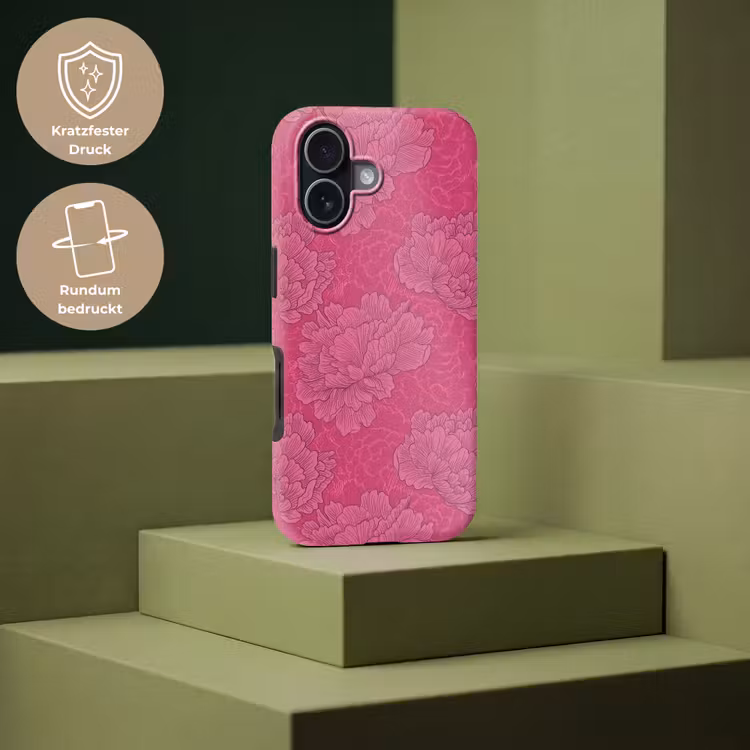 Pioenrozen - Energiek - Roze Toughcase MagSafe Apple iPhone 17 klein 1017 -USP_PrintM_DE