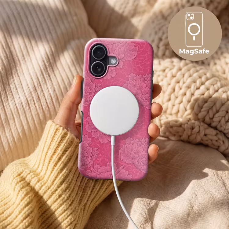 Pioenrozen - Energiek - Roze Toughcase MagSafe Apple iPhone 17 klein 1017 -USP_MagsafeV