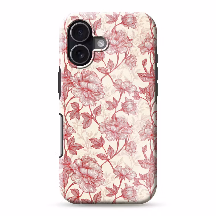 Pioenrozen - Modern - Rood Toughcase MagSafe Apple iPhone 17 klein 1017 -3d