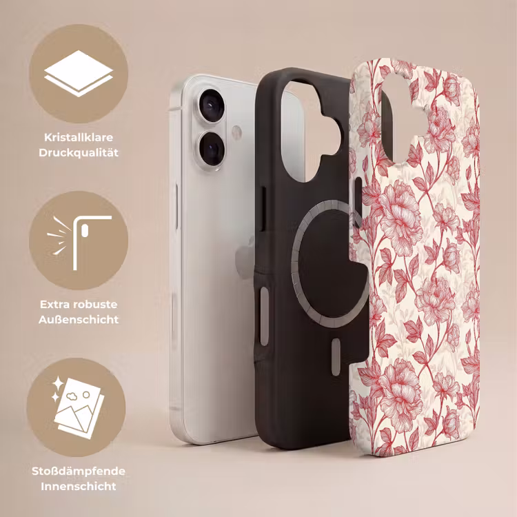 Pioenrozen - Modern - Rood Toughcase MagSafe Apple iPhone 17 klein 1017 -USP_Lagen_DE