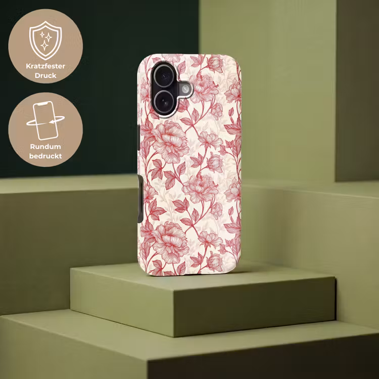Pioenrozen - Modern - Rood Toughcase MagSafe Apple iPhone 17 klein 1017 -USP_PrintM_DE
