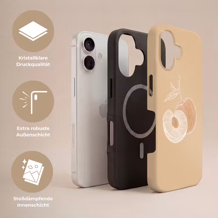 Perzik - Lijntekening - Pit - Beige Toughcase MagSafe Apple iPhone 17 klein -USP_Lagen_DE