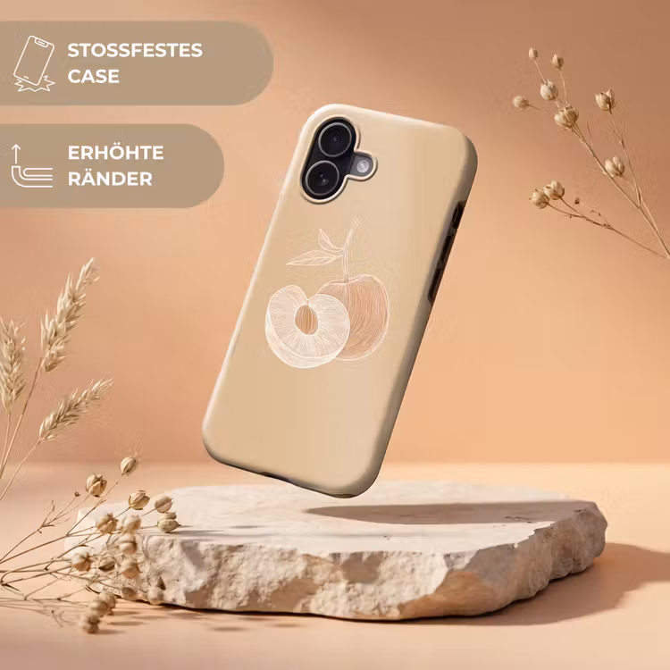 Perzik - Lijntekening - Pit - Beige Toughcase MagSafe Apple iPhone 17 klein -USP_RandenV_DE