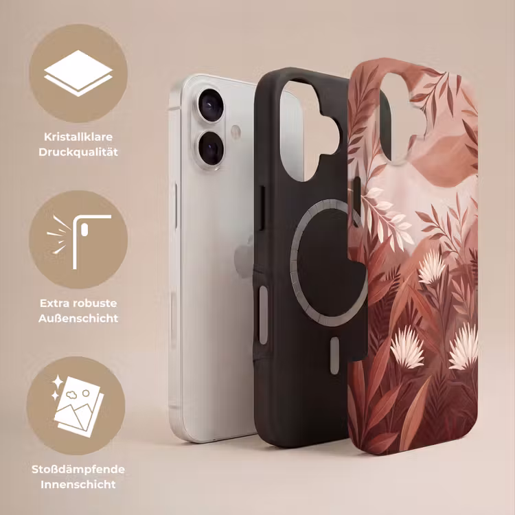 Planten - Bladeren - Botanisch - Modern - Bruin Toughcase MagSafe Apple iPhone 17 klein -USP_Lagen_DE