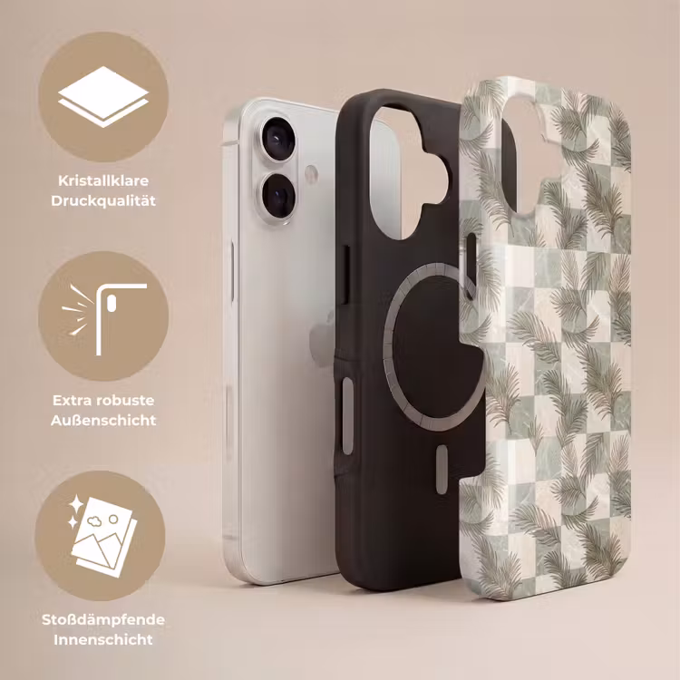Planten - Bladeren - Marmer - Modern - Groen Toughcase MagSafe Apple iPhone 17 klein -USP_Lagen_DE