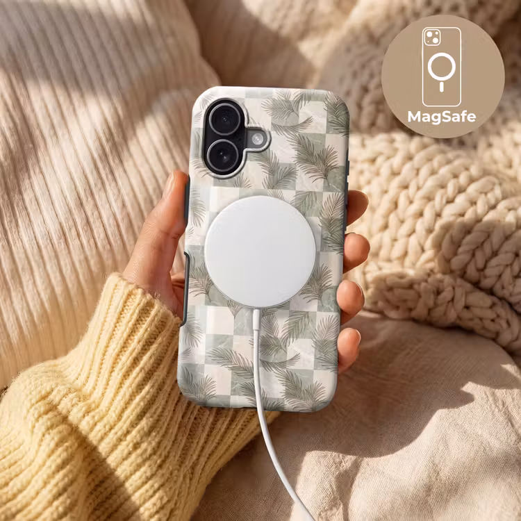 Planten - Bladeren - Marmer - Modern - Groen Toughcase MagSafe Apple iPhone 17 klein -USP_MagsafeV