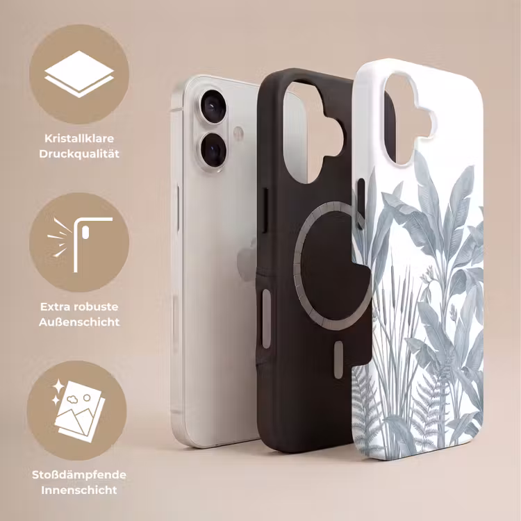Planten - Bladeren - Natuur - Grijs Toughcase MagSafe Apple iPhone 17 klein -USP_Lagen_DE