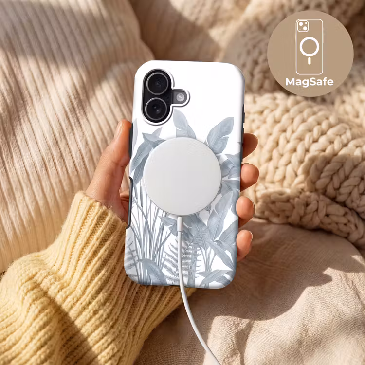 Planten - Bladeren - Natuur - Grijs Toughcase MagSafe Apple iPhone 17 klein -USP_MagsafeV
