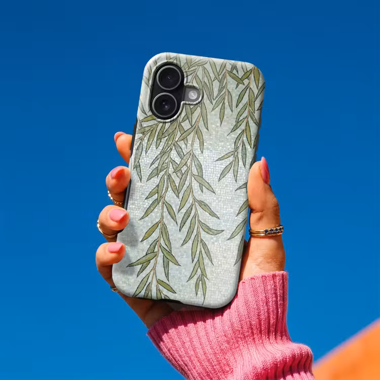 Planten - Mozaïek - Patroon - Groen - Blauw Toughcase MagSafe Apple iPhone 17 klein -Sfeer1V