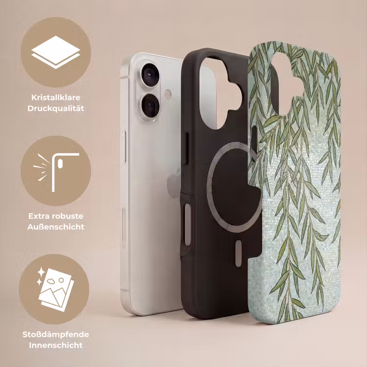 Planten - Mozaïek - Patroon - Groen - Blauw Toughcase MagSafe Apple iPhone 17 klein -USP_Lagen_DE