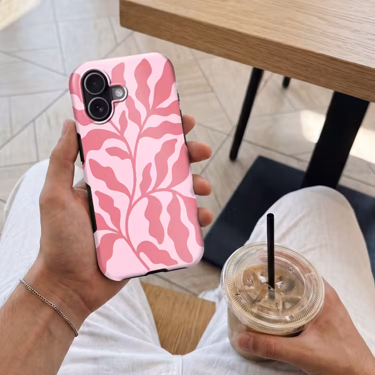 Planten - Organisch - Abstract - Modern - Roze Toughcase MagSafe Apple iPhone 17 klein -Sfeer1M